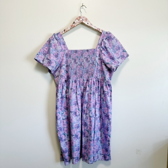 MINNIE MOUSE Disney Purple Floral Square Neck Dress Girls XXL - Picture 2 of 8